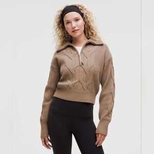 Lululemon Cable-Knit Oversized Half Zip Taupetastic